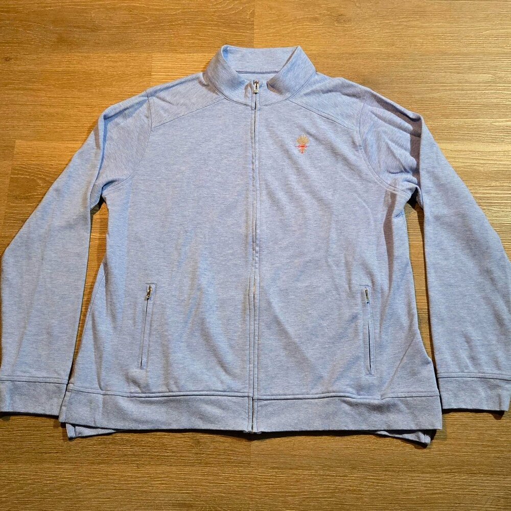 Peter Millar Full Zip Sweater Women's Size XL Golf Logo Light Blue Jacket